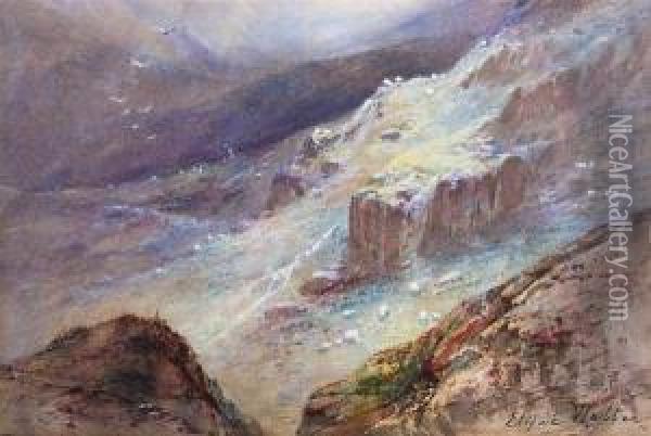 On The Mountain Near Capel Curig North Wales Oil Painting - Elijah Walton