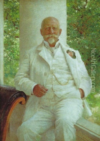 Hugo Reichsritter V. Berks, K.u.k. Oberleutnant, Reichsratsabgeordneter Oil Painting - Vlacho Bukovac