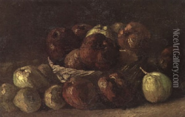 Still Life, Basket With Apples Oil Painting - Vincent Van Gogh