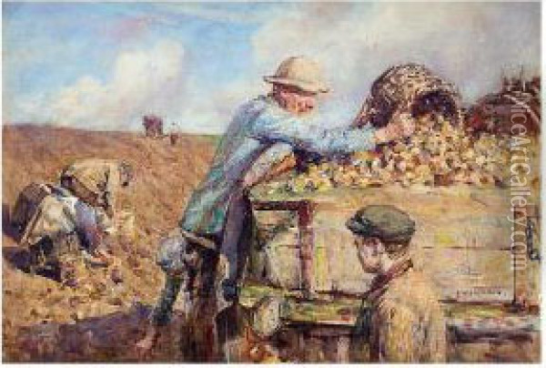 Potato Gathering Oil Painting - Frederick William Jackson