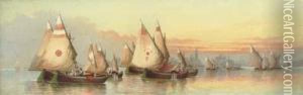 Fishing On The Venetian Lagoon Oil Painting - David Horatio Winder