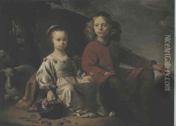 Doppelbildnis Eines Geschwisterpaares Oil Painting - Jacob Gerritsz Cuyp