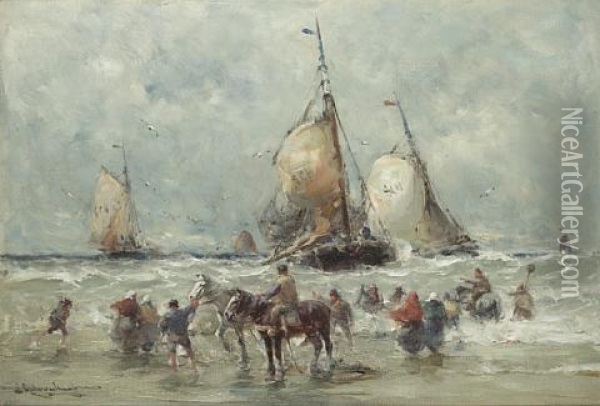 Waiting For The Boats Oil Painting - Edmund Aubrey Hunt