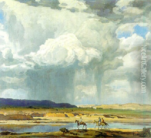 Desert Storm, Arizona Oil Painting - Carl Oscar Borg