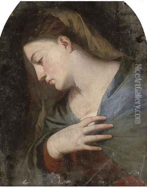 The Virgin Annunciate, a fragment Oil Painting - Tiziano Vecellio (Titian)