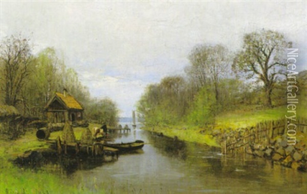 Kanalinlopp Oil Painting - Olof Hermelin