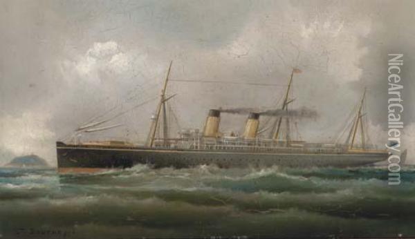 The Steamship Teutonic Oil Painting - James C. Bourne