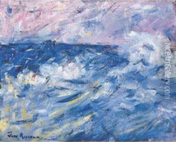 Stormy Sky And Sea, Belle-ile, Off Brittany Oil Painting - John Peter Russell