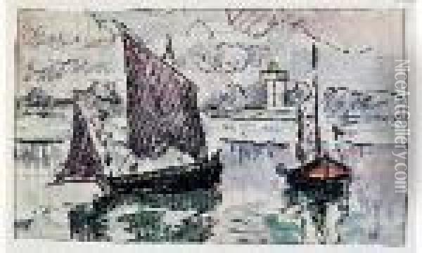 Bateaux De Peche Dans Un Port Oil Painting - Paul Signac