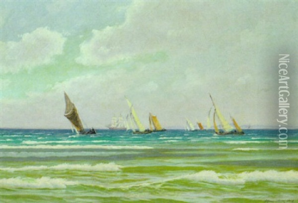 Fischerboote Laufen Nach Hornbaek Aus Oil Painting - Alfred Olsen