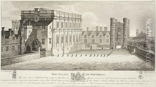 The Palace of Whitehall from a drawing in the Pepysian Library Cambridge Oil Painting - Wenceslaus Hollar