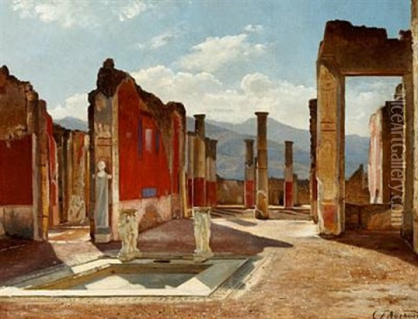 View Of Pompeii Oil Painting - Carl Frederik Peder Aagaard