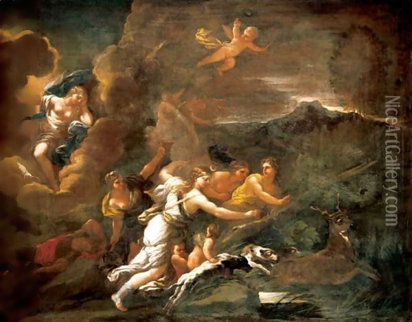 Diana And Actaeon Oil Painting - Luca Giordano