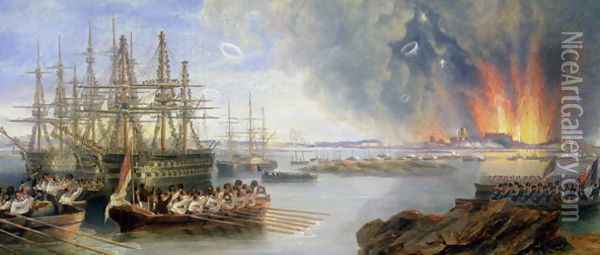 The Bombardment of Sebastopol, 1858 Oil Painting - James Wilson Carmichael