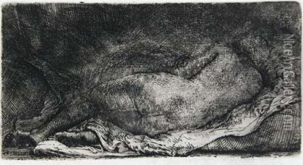 Negress Lying Down. Oil Painting - Rembrandt Van Rijn