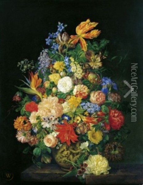 Flowers Oil Painting - Franz Xaver Petter
