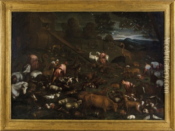 L'ingresso Degli Animali Nell'arca Di Noe Oil Painting - Leandro da Ponte Bassano