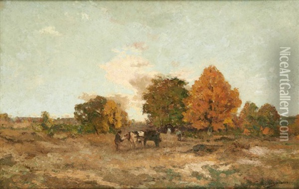 Chariot Attele Dans Un Paysage Oil Painting - Adriaan Josef Heymans