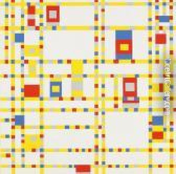 Nach - Broadway Boogie-woogie Oil Painting - Piet Mondrian