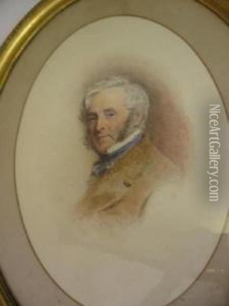 Portrait Of A Gentleman, A Member Of The Saltmarsh Family, East Yorkshire Oil Painting - John Collingham Moore