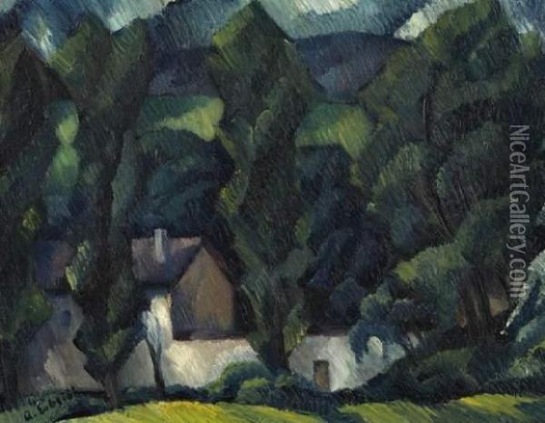Poplars On The Riverside Oil Painting - Adolf Erbsloh