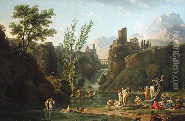 The morning, the bathers Oil Painting - Claude-joseph Vernet