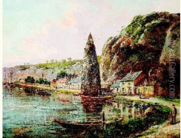 Le Rocher Bayard A Dinant Oil Painting - Gustave Mascart