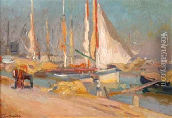 Port De Peche Oil Painting - Alfred Victor Fournier