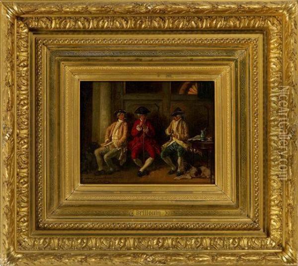 Interieur Mit Drei Mannern Oil Painting - Louis Georges Brillouin