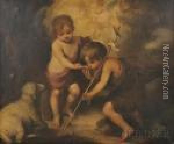 Children With A Shell Oil Painting - Bartolome Esteban Murillo