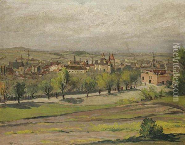 A View Ofslany Oil Painting - Josef Krejsa