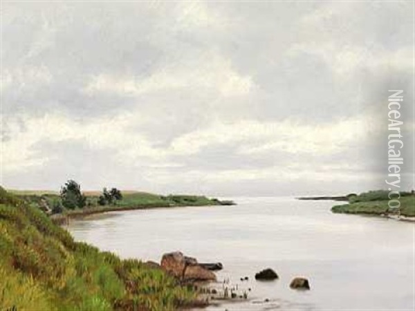 Fjordparti Oil Painting - Vilhelm Groth