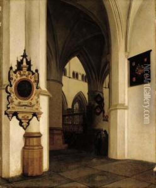The Interior Of The St. Bavokerk, Haarlem, Looking South-west Towards The Choir Screen Oil Painting - Job Adriaensz. Berckheyde