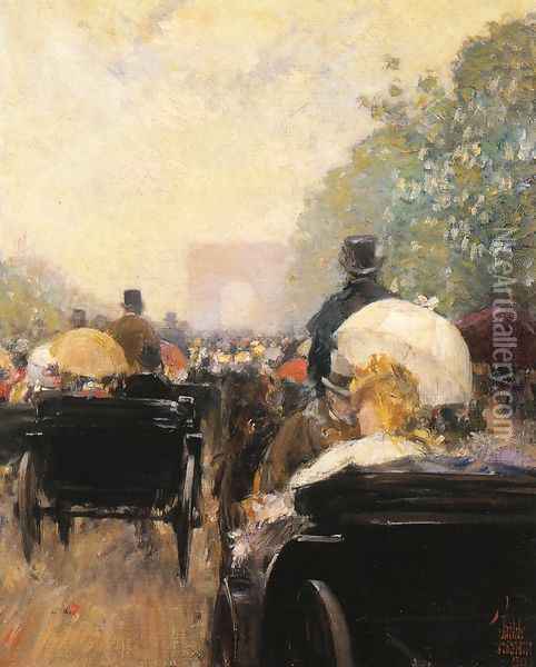 Carriage Parade Oil Painting - Frederick Childe Hassam