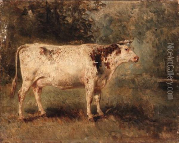 A Cow In Landscape Oil Painting - Constant Troyon
