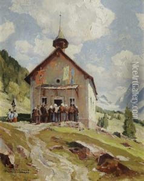 Prozession Vor Der Bergkirche Oil Painting - Hans Maurus