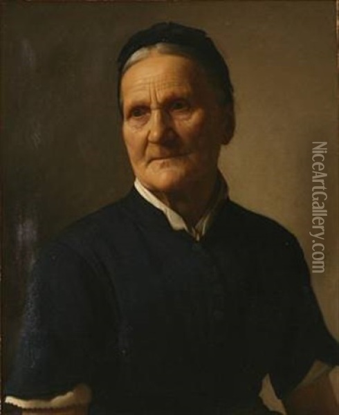 Portrait Of An Elderly Woman Oil Painting - Frederik (Johan Frederik Nikolai) Vermehren