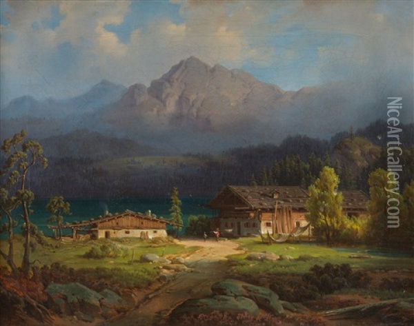 Der Eibsee Bei Garmisch - Partenkirchen Oil Painting - August Podesta