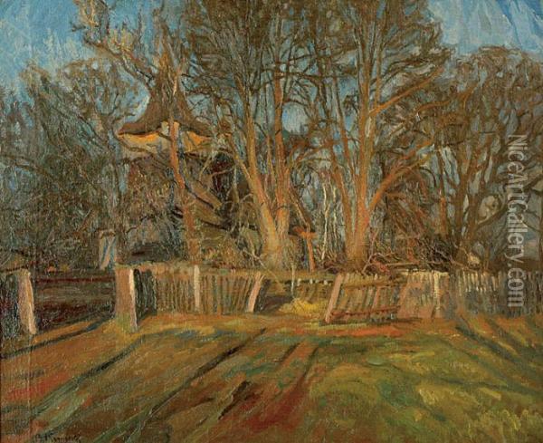 W Jesiennym Sloncu Oil Painting - Stanislaw Kamocki