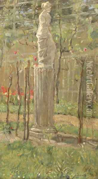 A classical statue in a park Oil Painting - Isaac Israels