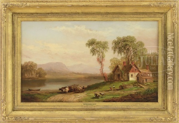Homestead On The Susquehanna River Oil Painting - Xanthus Russell Smith