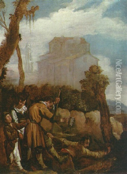 The Parable Of The Blind Leading The Blind Oil Painting - Domenico Feti