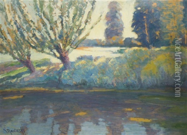 Willows By The Water Oil Painting - Vaclav Radimsky