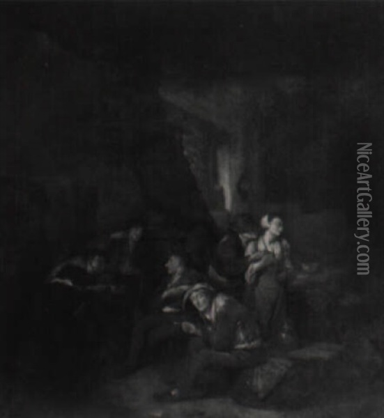 Peasants Carousing In A Tavern Oil Painting - Cornelis Pietersz Bega