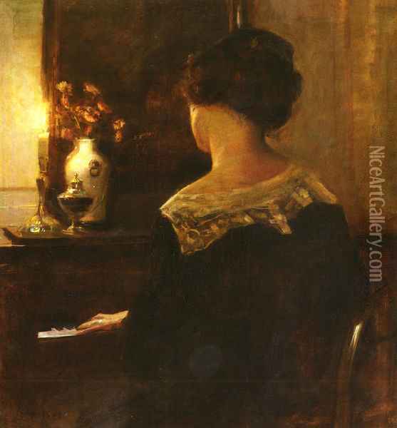 A Lady Playing The Piano Oil Painting - Carl Vilhelm Holsoe