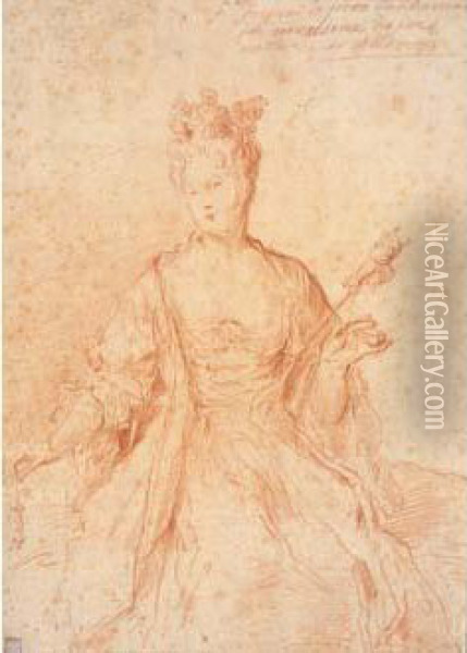 Portrait De Madame Des Monsaux Oil Painting - Gilles Allou