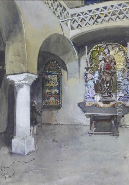 Kircheninterieur (sudtirol) Oil Painting - Julius Jacobus Van De Sande Bakhuyzen