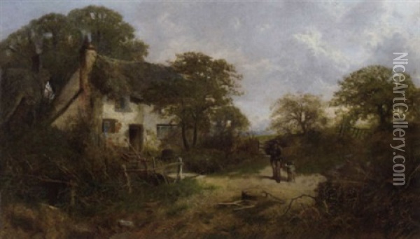 The Woodman's Cottage Oil Painting - John Clayton Adams