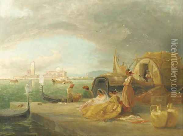 On a Venetian quay Oil Painting - James Holland