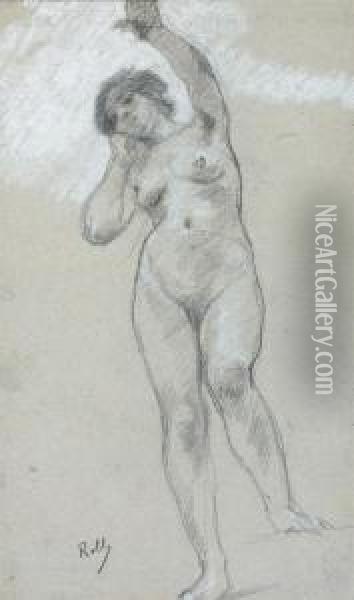 Etude De Femme Nue Debout Oil Painting - Alfred Roll